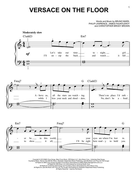 versace on the floor piano pdf|Free Versace On The Floor by Bruno Mars sheet music.